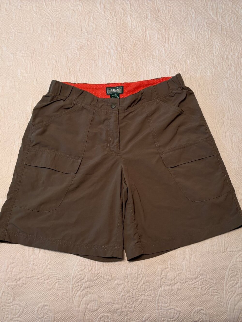 L.L. Bean Olive Tech Hiking Cargo Shorts Misses’ Size 8 Reg